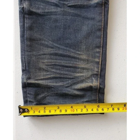 Crysp Denim Jeans Mens 38 Blue Distressed Slim Fit Ripped Stretch Designer Pants - Picture 13 of 16